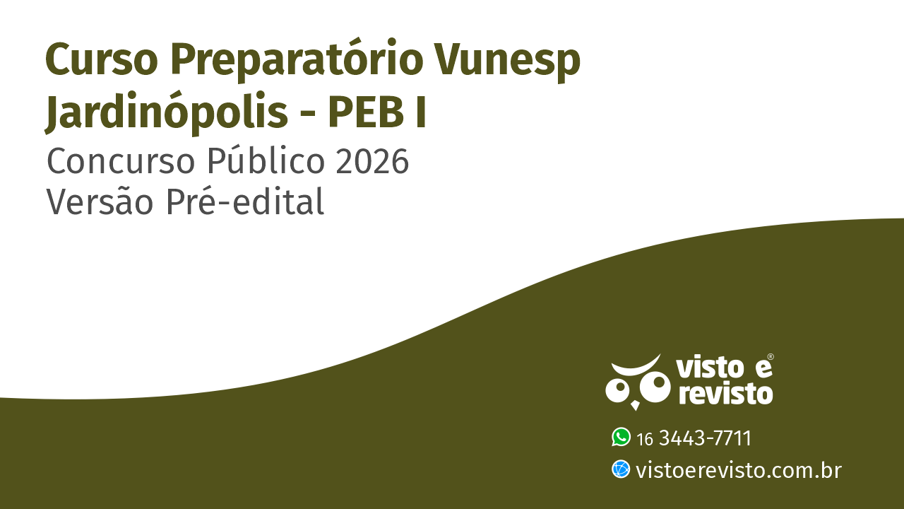 Jardinópolis 2026 – PEB I – Vunesp – Pré Edital